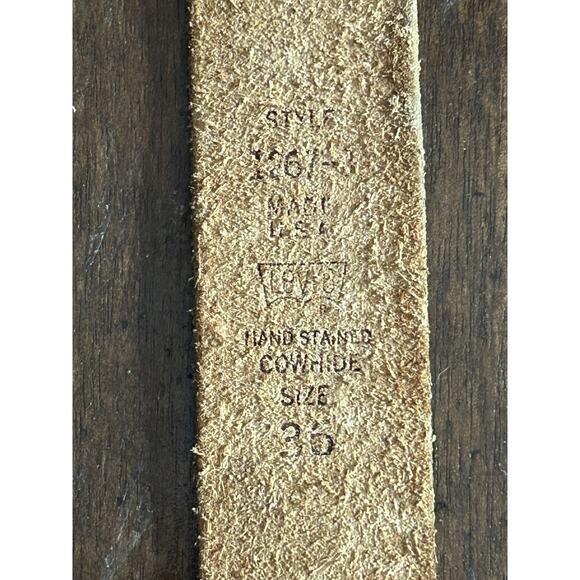 VTG Levi Strauss & Co Brown Leather Belt With Buckle Riveted 36 - Picture 2 of 3